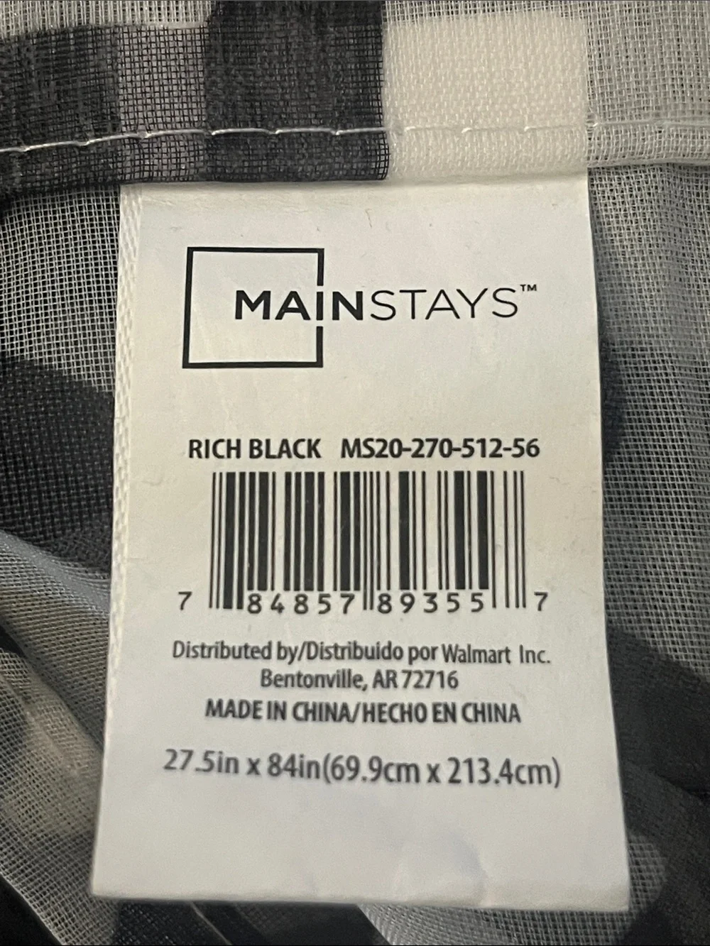 Mainstays Black and White Geometric Sheer Curtain Panel